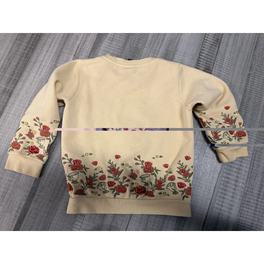 Disney Belle Flower Embroidered Girls Sweatshirt Size 5